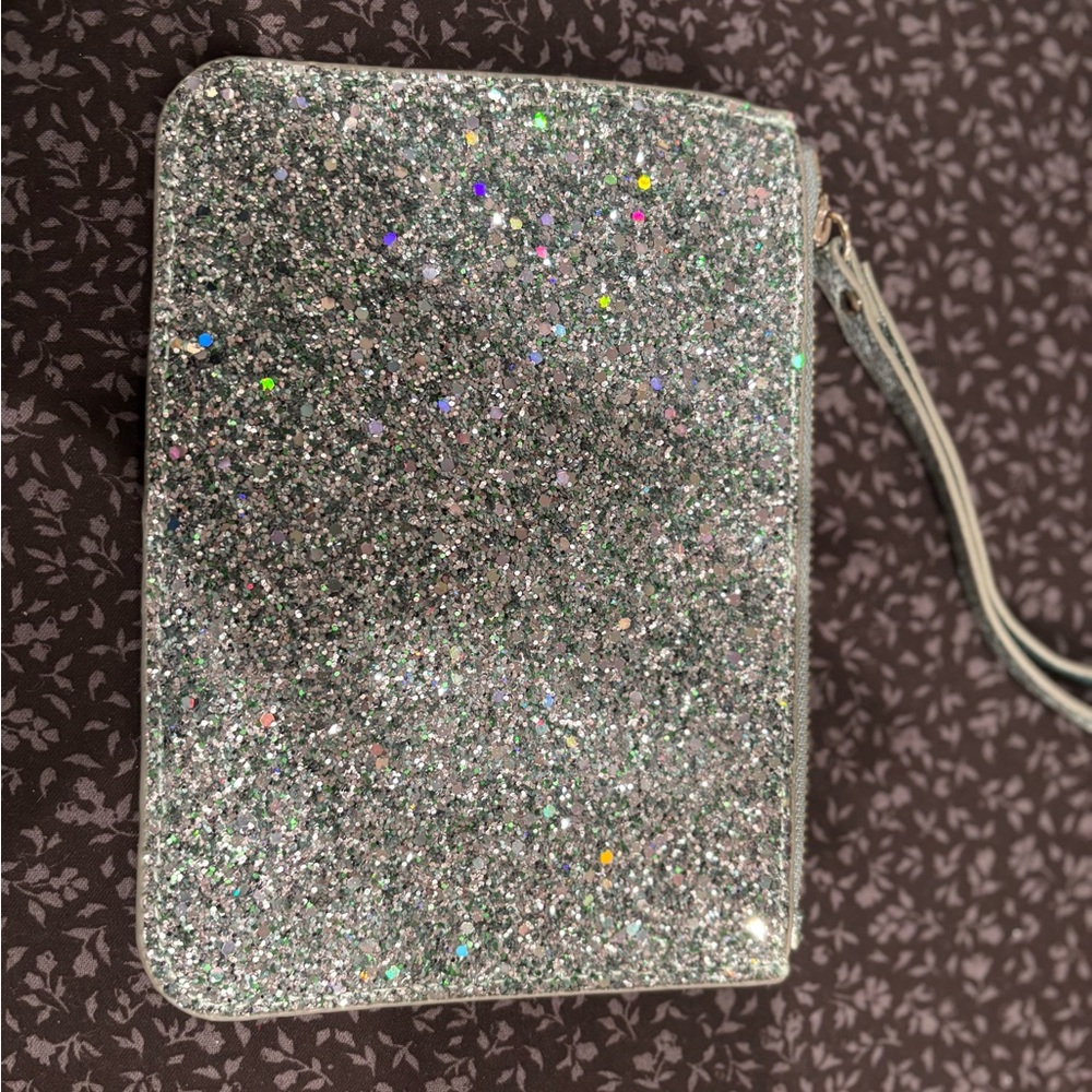 Glittery Silver Wristlet